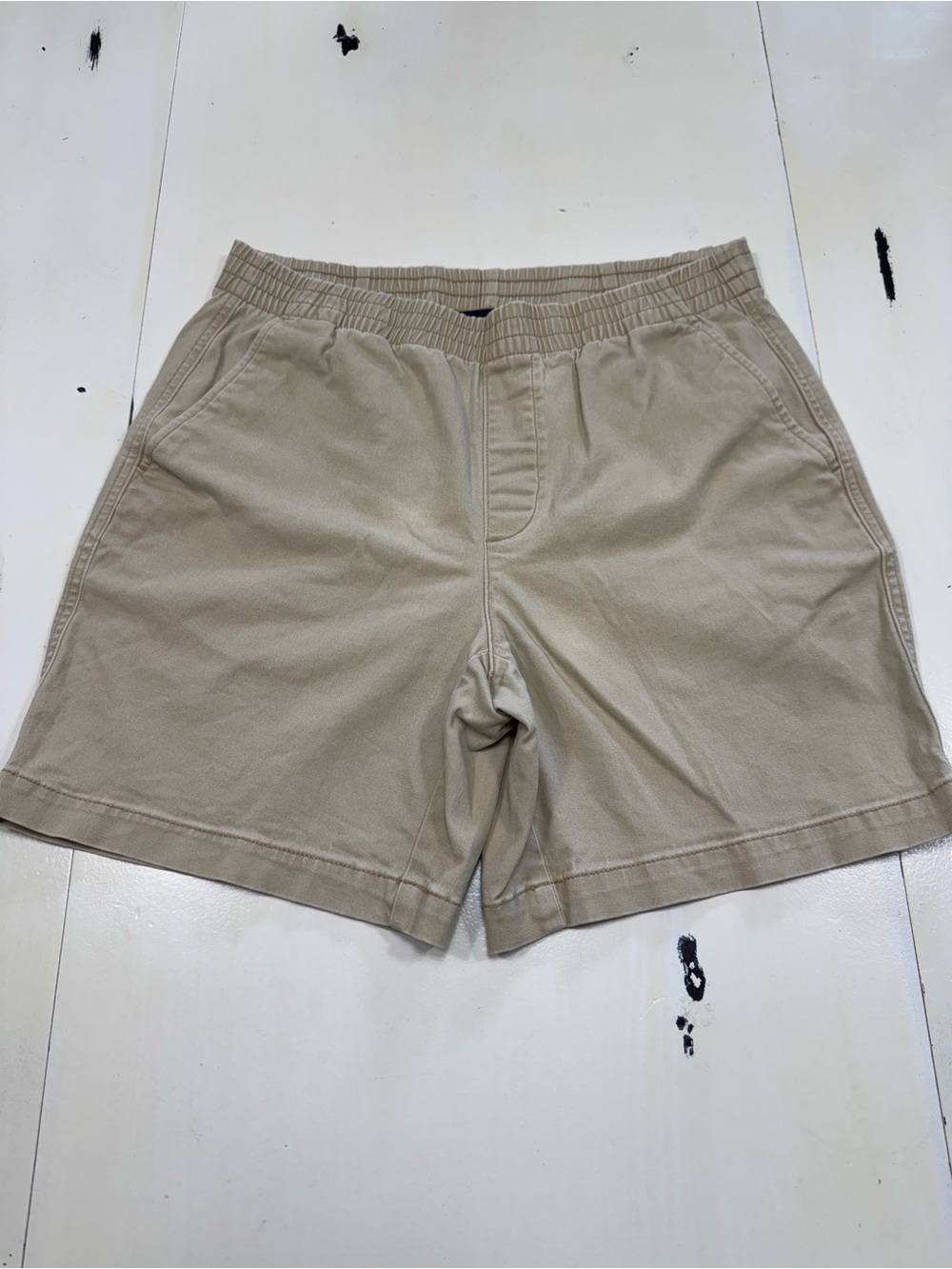 Lands End Khaki Elastic Waist Pull On Chino Shorts - Size 6